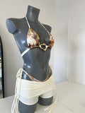 ROMI BIKINI SET & CREAM RUCHED MINI SHORTS