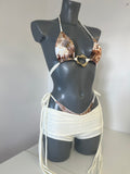 ROMI BIKINI SET & CREAM RUCHED MINI SHORTS