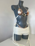 ROMI BIKINI SET & CREAM RUCHED MINI SHORTS